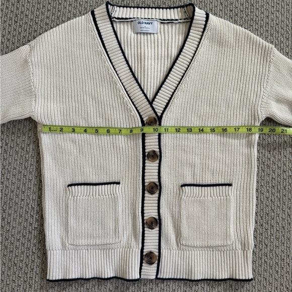 Old Navy Women’s Cardigan - Cream with Dark Trim - Picture 2 of 4